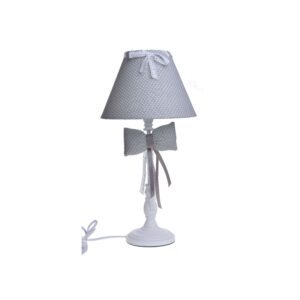 lampa stołowa biała z kokardą